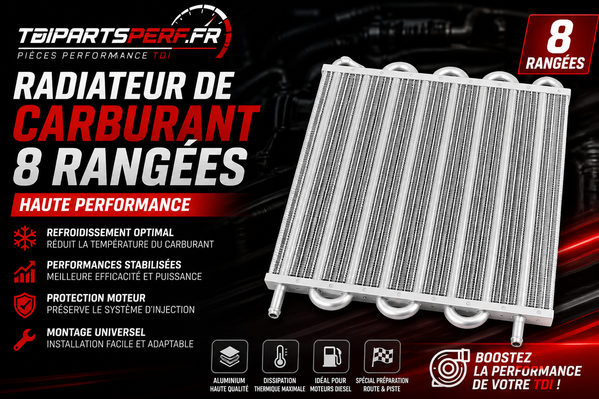 Radiateur de Carburant 8 Rangées Haute Performance – Refroidisseur Gasoil Aluminium Racing | TDIPARTSPERF